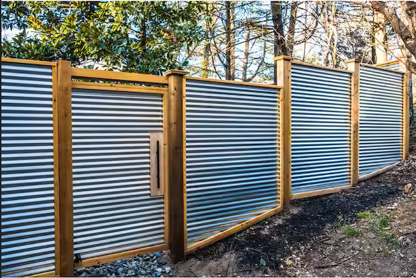 Load image into Gallery viewer, &quot;The Yellowstone&quot; - Corrugated Metal Fence Panel - Stylish Privacy Fence
