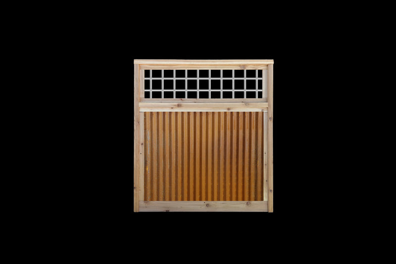Load image into Gallery viewer, Corrugated Metal Fence Panels with Wild Hog Wire Toppers - The Sandstone Panel - BARRIERBOSS™ USA
