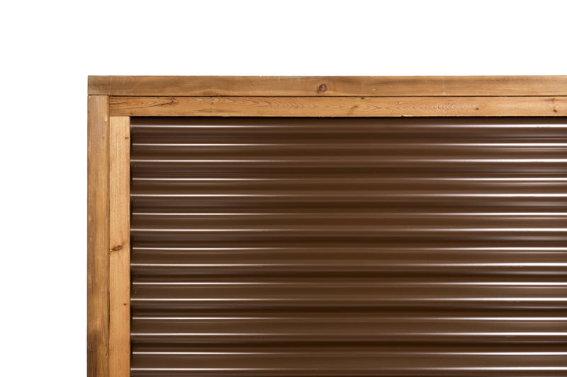 Load image into Gallery viewer, Corrugated Metal Fence Panel - Treated Frame Privacy Fence (Premade) - The Yellowstone - BARRIERBOSS™ USA
