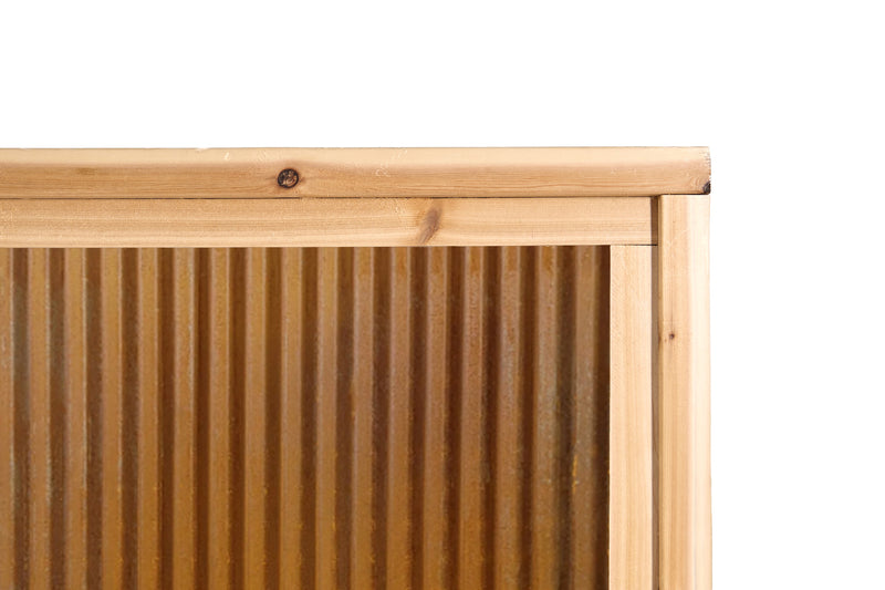 Load image into Gallery viewer, Corrugated Metal Fence Panels - Cedar Framed Privacy Fence (Premade) - The Malibu - BARRIERBOSS™ USA
