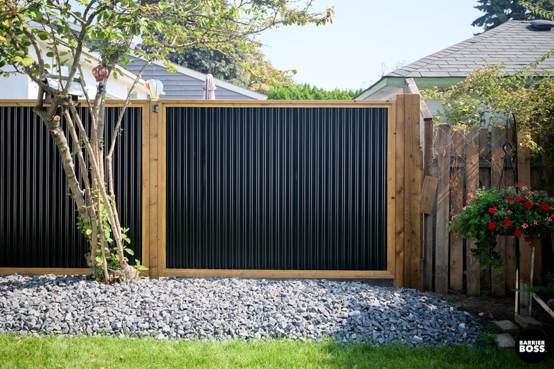 Load image into Gallery viewer, Corrugated Metal Fence Panel - KDBT Frame Privacy Fence (Premade) - The Yellowstone - BARRIERBOSS™ USA
