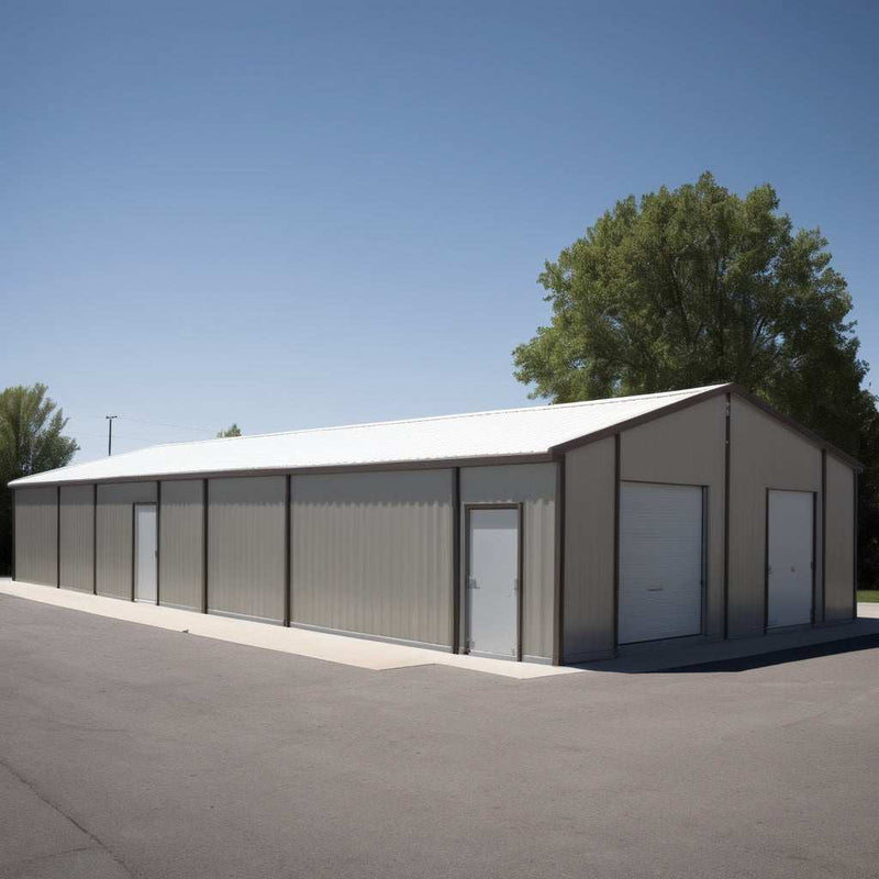 Load image into Gallery viewer, Pre-fabricated metal building, multi-door storage shed
