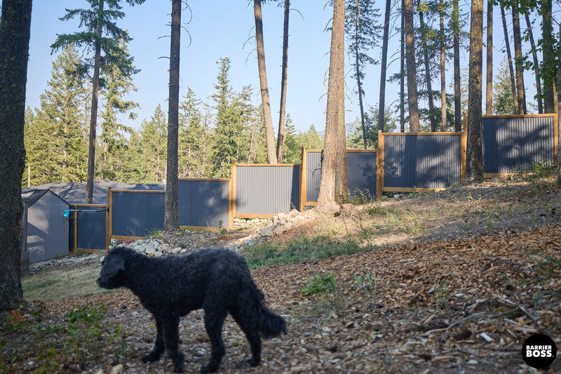 Load image into Gallery viewer, Corrugated Metal Fence Panel - KDBT Frame Privacy Fence (Premade) - The Yellowstone - BARRIERBOSS™ USA
