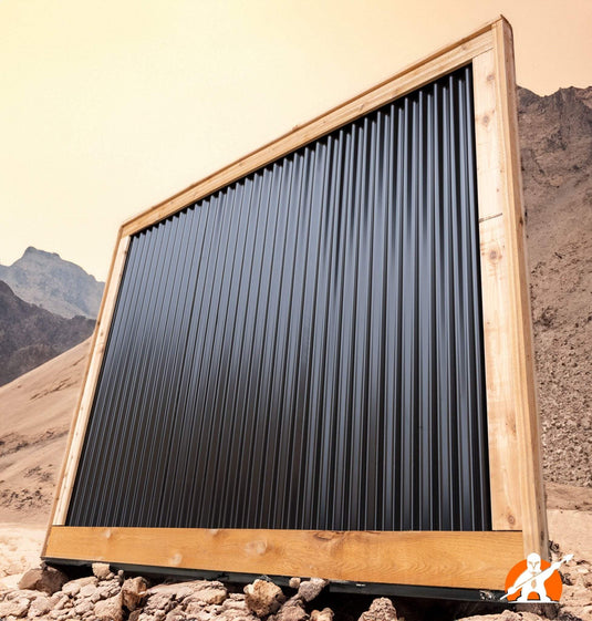 Corrugated Metal Fence Panels Framed in Western Red Cedar - BarrierBoss™